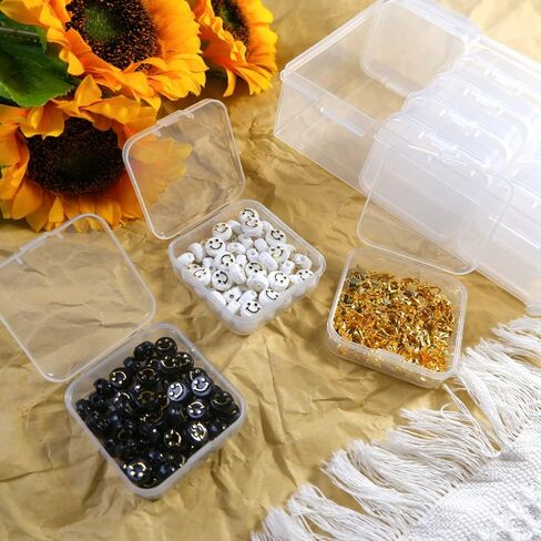 12pcs Mini Clear Plastic Beads Storage Box Small Empty Organizer Box with Hinged Lid for Storage of Small Items, Jewelry,Hardware,DIY Art Craft Accessory (2.12 x 2.12 x 0.79 inch) in Saudi Arabia