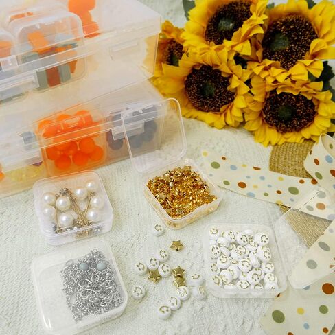 12pcs Mini Clear Plastic Beads Storage Box Small Empty Organizer Box with Hinged Lid for Storage of Small Items, Jewelry,Hardware,DIY Art Craft Accessory (2.12 x 2.12 x 0.79 inch) in Saudi Arabia