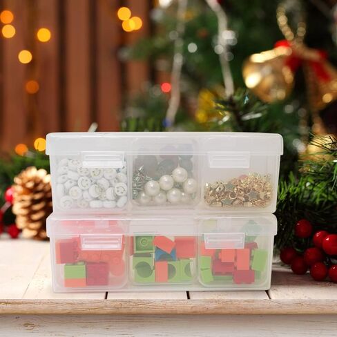 12pcs Mini Clear Plastic Beads Storage Box Small Empty Organizer Box with Hinged Lid for Storage of Small Items, Jewelry,Hardware,DIY Art Craft Accessory (2.12 x 2.12 x 0.79 inch) in Saudi Arabia