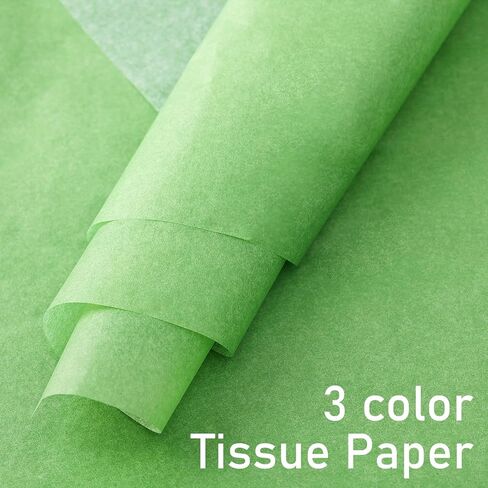 100 Sheet Green & Gold Tissue Paper Recyclable Green Wrapping Paper 14"x20"for Wedding Mother's Day Birthday DIY Art Craft Party Favor Decoration Celebration Gift in Kuwait