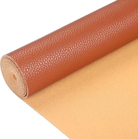 Picheng صفائح من الجلد الصناعي بلون سادة، نسيج جلد ليتشي، مثالي للمشاريع اليدوية اليدوية، أقراط فيونكات الشعر، سلسلة مفاتيح 1 لفة 8.2 بوصة × 53 بوصة (21 سم × 135 سم) (بني) in Kuwait