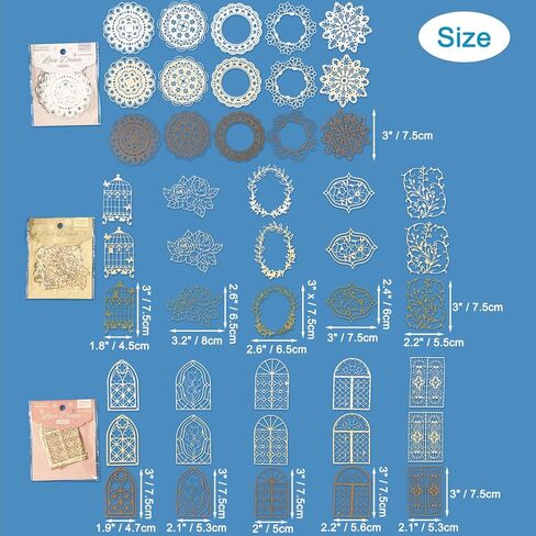 PRETTYLIFE سكرابوكينغ ورقة الدانتيل الزخرفية، 45pcs خمر انقطاع الفن الأزهار نافذة إكليل جولة الدانتيل Decoupage لسكرابوكينغ غير المرغوب فيه رصاصة مجلة مخططي الألبوم الحرف اليدوية DIY in Kuwait