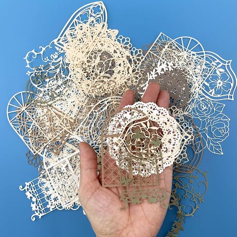 PRETTYLIFE سكرابوكينغ ورقة الدانتيل الزخرفية، 45pcs خمر انقطاع الفن الأزهار نافذة إكليل جولة الدانتيل Decoupage لسكرابوكينغ غير المرغوب فيه رصاصة مجلة مخططي الألبوم الحرف اليدوية DIY in Kuwait