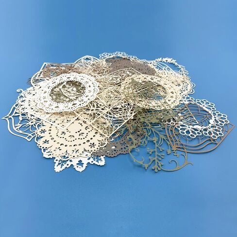 PRETTYLIFE سكرابوكينغ ورقة الدانتيل الزخرفية، 45pcs خمر انقطاع الفن الأزهار نافذة إكليل جولة الدانتيل Decoupage لسكرابوكينغ غير المرغوب فيه رصاصة مجلة مخططي الألبوم الحرف اليدوية DIY in Kuwait