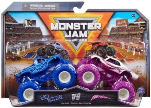 Monster Jam 2023 Official 1:64 Scale Diecast Truck 2-Pack (Series 25 Blue Thunder vs FullCharge Full Charge) in Saudi Arabia