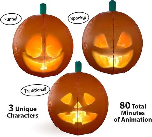 ANIMAT3D Inflatable Jabberin' Jack 5 Foot Tall Talking Animated Pumpkin with Built in Projector & Speaker Plug'n Play in Saudi Arabia
