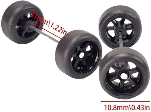 4Pcs Black Alloy 1:64 Wheels,Scale Alloy Wheels Rubber Tires,Model Alloy and Accessories Tires Wheel Rubber Tire and Wheel Sets in Saudi Arabia