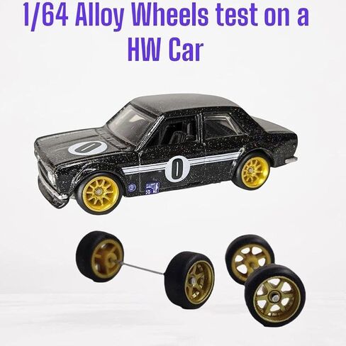 4Pcs Black Alloy 1:64 Wheels,Scale Alloy Wheels Rubber Tires,Model Alloy and Accessories Tires Wheel Rubber Tire and Wheel Sets in Saudi Arabia