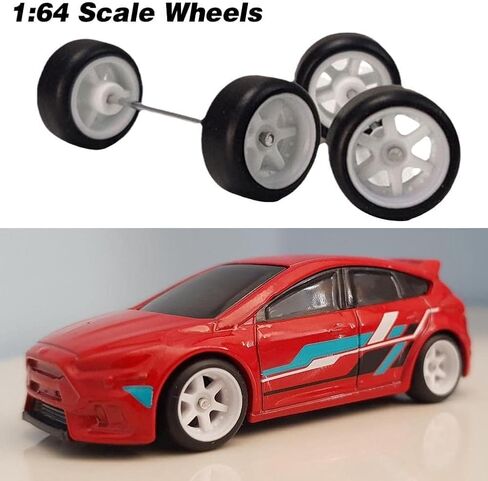 4Pcs Black Alloy 1:64 Wheels,Scale Alloy Wheels Rubber Tires,Model Alloy and Accessories Tires Wheel Rubber Tire and Wheel Sets in Saudi Arabia