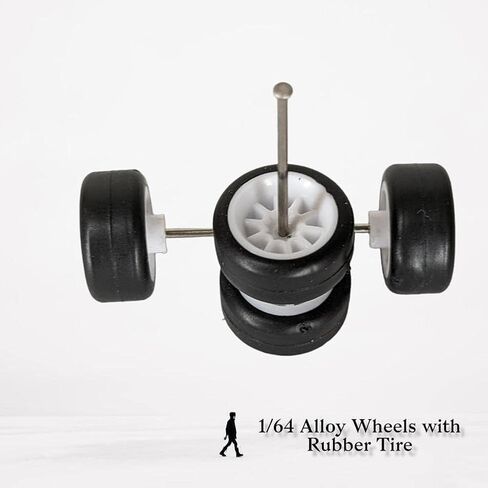 4Pcs Black Alloy 1:64 Wheels,Scale Alloy Wheels Rubber Tires,Model Alloy and Accessories Tires Wheel Rubber Tire and Wheel Sets in Saudi Arabia