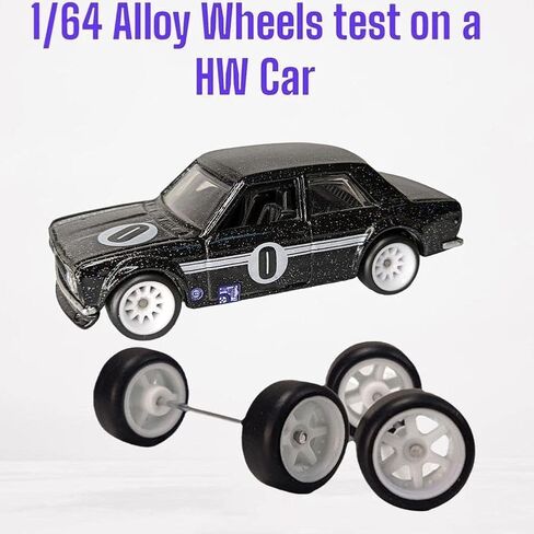 4Pcs Black Alloy 1:64 Wheels,Scale Alloy Wheels Rubber Tires,Model Alloy and Accessories Tires Wheel Rubber Tire and Wheel Sets in Saudi Arabia