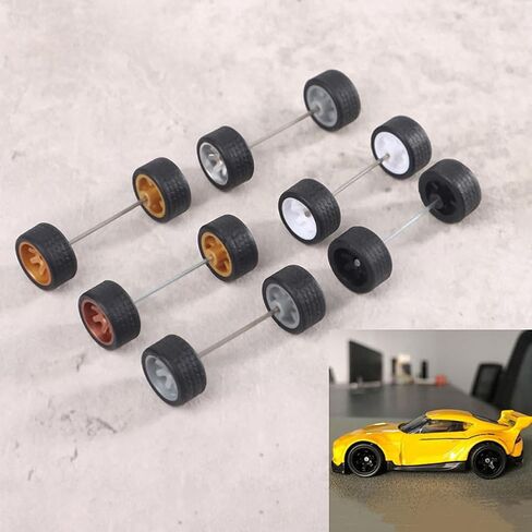 4Pcs Black Alloy 1:64 Wheels,Scale Alloy Wheels Rubber Tires,Model Alloy and Accessories Tires Wheel Rubber Tire and Wheel Sets in Saudi Arabia