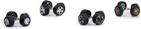 4Pcs Black Alloy 1:64 Wheels,Scale Alloy Wheels Rubber Tires,Model Alloy and Accessories Tires Wheel Rubber Tire and Wheel Sets in Saudi Arabia