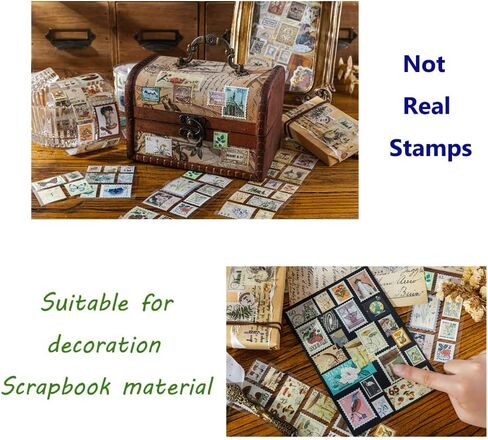 WZLL.SLSP مجموعة ملصقات طوابع بريدية عتيقة مكونة من 3 لفات، مناسبة لسجلات القصاصات، والحرف اليدوية، وإطارات الصور DIY، ومذكرات الرصاص، وديكورات اليوميات، ومستلزمات سجل القصاصات in Kuwait