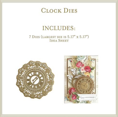 انا جريفين قوالب على مدار الساعة - قوالب معدنية لصنع البطاقات والحرف الورقية والمشاريع الورقية - قصاصات ساعة سجل القصاصات مع ورقة افكار ومجموعة قوالب من 7 قطع، أكبر قالب هو: 5.15 انش × 5.15 انش in Kuwait