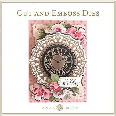 انا جريفين قوالب على مدار الساعة - قوالب معدنية لصنع البطاقات والحرف الورقية والمشاريع الورقية - قصاصات ساعة سجل القصاصات مع ورقة افكار ومجموعة قوالب من 7 قطع، أكبر قالب هو: 5.15 انش × 5.15 انش in Kuwait