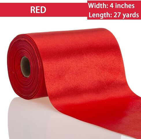 ATRBB 4 Inches Wide White Satin Ribbon, 27 Yards Soft, No Wrinkles and Consecutive Solid Fabric Ribbon for Cutting Ceremony, Christmas, Wedding, Birthday Decor and Chair Sashes in Kuwait