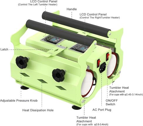 YIIFIISET Double Station Tumbler Heat Press Machine for 11oz-30oz Stainless Steel, Ceramic, Glass Tumbler,2 in 1 Mug Press Machine with Two Independent Controlled LCD Panels in Saudi Arabia