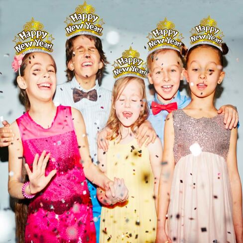 ORZIZRO 6Pcs HAPPY NEW YEAR Tiara Headband, Glitter Hair Clasp Tiaras for 2024 New Year Eve Party Favors Gold in Kuwait