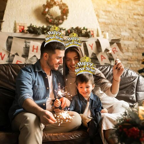 ORZIZRO 6Pcs HAPPY NEW YEAR Tiara Headband, Glitter Hair Clasp Tiaras for 2024 New Year Eve Party Favors Gold in Kuwait