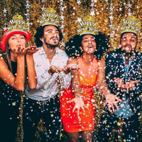 ORZIZRO 6Pcs HAPPY NEW YEAR Tiara Headband, Glitter Hair Clasp Tiaras for 2024 New Year Eve Party Favors Gold in Kuwait