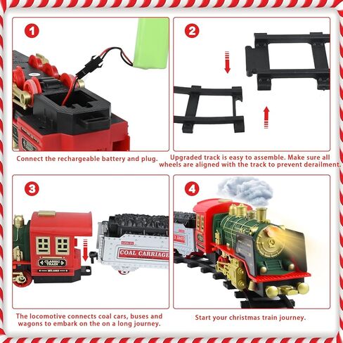 مجموعة قطار التحكم عن بعد من Neragron، مجموعة قطار كهربائي لعيد الميلاد مع البخار والصوت والضوء، مسار قطار للأطفال مع بطارية قابلة لإعادة الشحن، هدايا قطار عيد الميلاد للأطفال لأعمار 3 4 5 6 7 8 سنوات in Kuwait