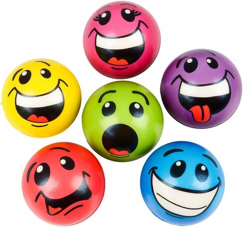 عبوة من كرات الضغط على الوجه المضحك مقاس 6.35 سم من هوبوديز (2) عبوة من كرات الضغط، كرة إسفنجية لتخفيف القلق ومفضلة للحفلات، هدية أو جوارب تخزين (ألوان وتصميمات متنوعة) in Kuwait