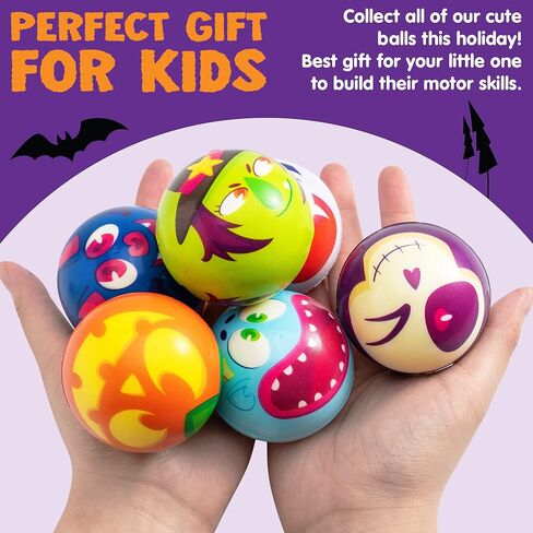 JOYIN 24 PCS Halloween Stress Balls Slow Rising Stress Relief Fidget Toys, Assorted Designs and Colors Stress Balls for Halloween Party Favor, Halloween Toys for Boys and Girls, Kids Gift in Saudi Arabia