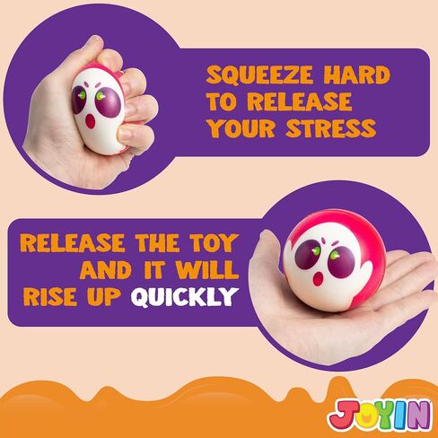 JOYIN 24 PCS Halloween Stress Balls Slow Rising Stress Relief Fidget Toys, Assorted Designs and Colors Stress Balls for Halloween Party Favor, Halloween Toys for Boys and Girls, Kids Gift in Saudi Arabia