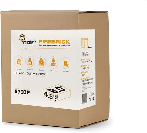 GIRtech USM-5 Heavy Duty Fire Brick 2760F Pack of 5 Fire Bricks for Construction and Internal Lining Domestic Heating Units Fireplaces, Steel Furnaces, Wood Stoves, Ceramics Kilns, Blacksmith Forge in Kuwait