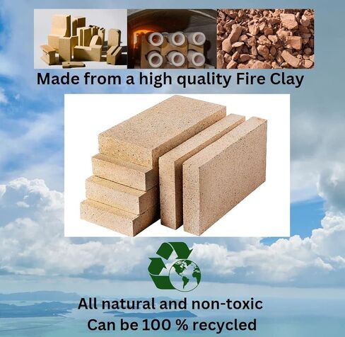 GIRtech USM-5 Heavy Duty Fire Brick 2760F Pack of 5 Fire Bricks for Construction and Internal Lining Domestic Heating Units Fireplaces, Steel Furnaces, Wood Stoves, Ceramics Kilns, Blacksmith Forge in Kuwait