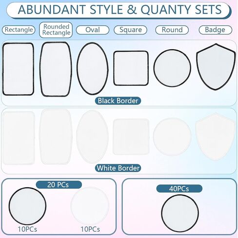 40 PCs Sublimation Blanks Patches - Large Iron-on Patch with Black Border - Exquisite Fabric Patches for DIY Hats Backpack T-Shirt Project (Mixed) in Kuwait