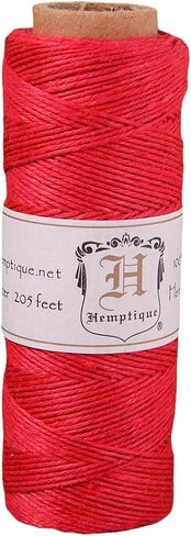 Hemptique 100% Natural Hemp Cord Single Spool - 205ft ~ 62.5m Hemp String Spool - Crafters Number 1 Choice - .5mm Cord Thread for Jewelry Making, Macramé, Scrapbooking, & More - Gold in Kuwait