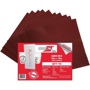 (10) 12" x 12" Sheets - Oracal 651 Dark Red Adhesive Craft Vinyl for Cricut, Silhouette, Cameo, Craft Cutters, Printers, and Decals - Gloss Finish and Outdoor and Permanent in Saudi Arabia