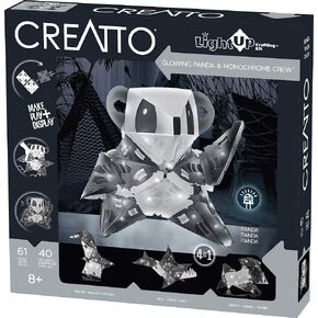 مجموعة ألغاز ثلاثية الأبعاد مضيئة من Thames & Kosmos Creatto Glowing Panda & Monochrome Crew | تتضمن قطع ألغاز Creatto لتصنع إبداعاتك الحرفية المضيئة | مجموعة أنشطة DIY وأضواء LED