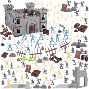 3 otters 310PCS Military Soldier Playset, Toy Soldiers Medieval Knight Army Men Pirate Castle Model Assembly for Boys Birthday Christmas Party Gift