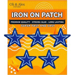 Iron On Patches Premium Quality - Extra Strong Glue - Blue Star Cute Patch for Clothes - 10 pcs Iron On Patch Embroidered Patches for Jackets Jeans Shoes Backpacks Bags - Sew On - Applique Star A-94 in Kuwait