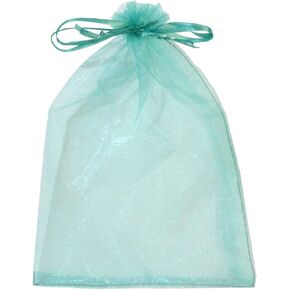 100pcs Organza Pouch Bag Drawstring 6"x9" 16x22cm Strong Gift Candy Bag Jewelry Party Wedding Favor (Aquamarine)