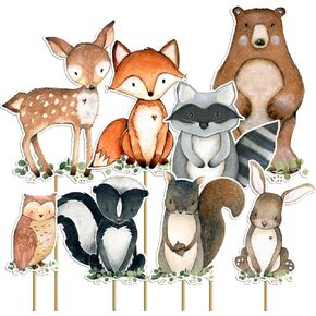 قطع مركزية للغابات لديكورات استحمام الطفل في الغابة 16 قطعة ديكور طاولة جانبية مزدوجة ديكورات الغابات موضوع حفلة عيد الميلاد in Kuwait