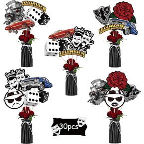 Adval9Vram 30Pcs Cholo Party Table Decorations Cholo Early 2000s Party Table Centerpieces Teen Cholo Themed Party Tabletop, Cholo Style Old School Birthday Party Table Decor Birthday Gifts Supplies in Kuwait