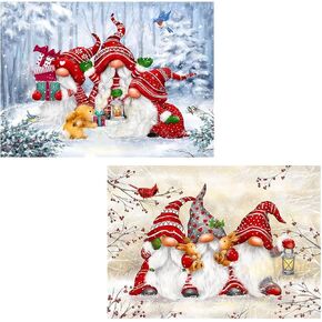 OFRKE 2-Piece Christmas Diamond Painting Kits for Adults,Gnomes Diamond Art Full Drill Round Gem Art 5D Diamond Dots Suitable Home Wall Decor 12"x12" in Kuwait