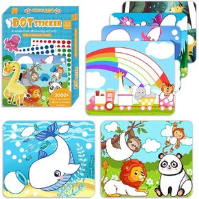 Weipbwor DIY Dot Sticker Art Craft, 12 Unicorn and Princess Mermaid Themed Pictures, No Mess Sticker Art，Ideal Gift for Boy and Girl Age 3 to 7
