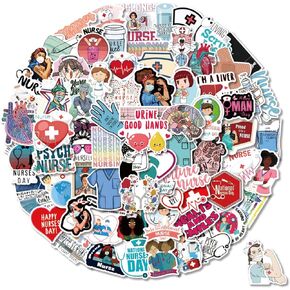 Nurse Stickers 100PCS Nursing Stickers Gifts,Nurse Accessories,Nurse Stickers for Water Bottles,Medical Stickers,Nurse Accessories for Work,Nurses Week Stickers,Nurses Day in Kuwait