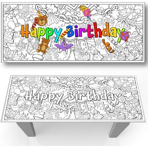 Young N Refined Custom Birthday Party Coloring page table cloth activity with Personalized Name (72x30 Custom)