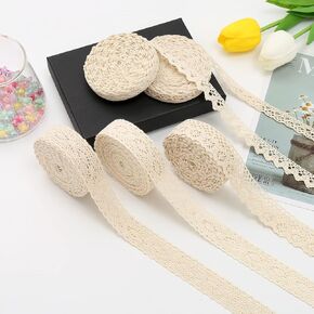 ToBeIT White Cotton Lace Trim Approx 32.8 Yard DIY Vintage Ribbon Scallop Edge Crocheted Lace Trim Fabric for Scrapbooking Wrapping Package Sewing Craft Wedding Decoration Supply (White(5 Style))