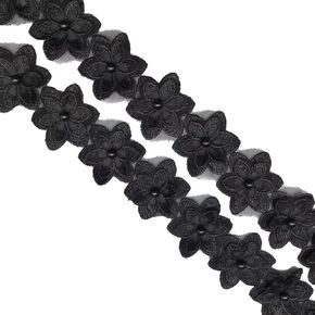 One Yards Flower Pearl Beaded Embroidered Flower Lace Ribbon Trim