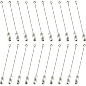 Honbay 20PCS Jewelry Making Safety Pins, Metal Stick Pins, Blank Brooch Bases, Lapel Sticks, Scarf Badge, Suit Tie Hat Pins, Hijab Pins with Safety Caps