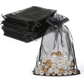 ENNIYU 100pcs Organza Bags, Royal Blue Mesh Drawstring Gift Bags, 4 x 6 inch Jewelry Pouches for Candy Wedding Favors Christmas