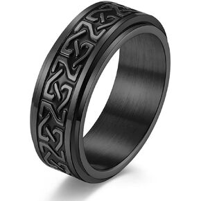 ELFASIO 8mm Men Celtic Knot Stainless Steel Ring Band Vintage Jewelry Us Size 8-15