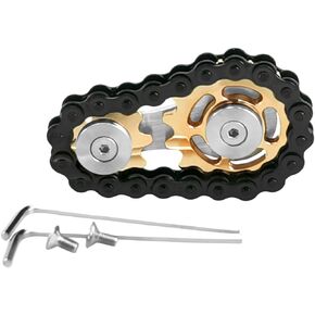 FREELOVE Sprockets Fidget Toys for Adult Kids, Metal Bike Gears Linkage Block Desk Kinetic EDC Rolling Cube, Autism Sensory ADHD Anxiety Hand Rehabilitation Training, Carbon Steel Chain, Gold